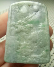 Load image into Gallery viewer, 10% OFF- Certified Natural Jadeite Emerald A*Jade HandCarved Beautiful Landscape Jade Pendant A0080