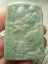 Load image into Gallery viewer, 10% OFF- Certified Natural Jadeite Emerald A*Jade HandCarved Beautiful Landscape Jade Pendant A0080