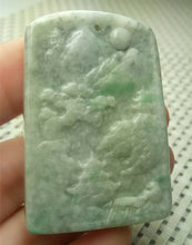 Load image into Gallery viewer, 10% OFF- Certified Natural Jadeite Emerald A*Jade HandCarved Beautiful Landscape Jade Pendant A0080