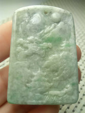 Load image into Gallery viewer, 10% OFF- Certified Natural Jadeite Emerald A*Jade HandCarved Beautiful Landscape Jade Pendant A0080