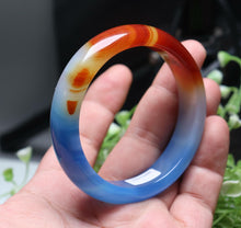Load image into Gallery viewer, 10% OFF- 60/61/62mm Certified Natural Lavender Blue Red Yellow Emerald A*Jade HandCarved Bracelet Bangle ZS6085