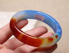 Load image into Gallery viewer, 10% OFF- 60/61/62mm Certified Natural Lavender Blue Red Yellow Emerald A*Jade HandCarved Bracelet Bangle ZS6085
