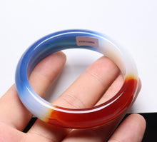 Load image into Gallery viewer, 10% OFF- 60/61/62mm Certified Natural Lavender Blue Red White Emerald A*Jade HandCarved Bracelet Bangle ZS6083