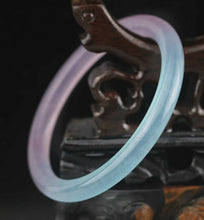 Load image into Gallery viewer, 10% OFF- 58/60/61mm Certified Natural Ice Lavender Blue Emerald A*Jade HandCarved Lucky Round Bracelet Bangle