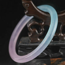Load image into Gallery viewer, 10% OFF- 58/60/61mm Certified Natural Ice Lavender Blue Emerald A*Jade HandCarved Lucky Round Bracelet Bangle