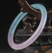 Load image into Gallery viewer, 10% OFF- 58/60/61mm Certified Natural Ice Lavender Blue Emerald A*Jade HandCarved Lucky Round Bracelet Bangle