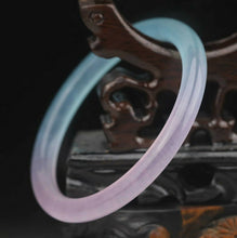 Load image into Gallery viewer, 10% OFF- 58/60/61mm Certified Natural Ice Lavender Blue Emerald A*Jade HandCarved Lucky Round Bracelet Bangle