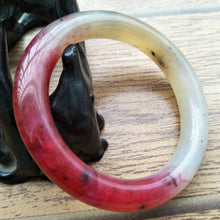 Load image into Gallery viewer, 10% OFF- 55/56/57mm Certified Natural Red Emerald Xiu Jade A HandCarved Lucky Round Bracelet Bangle A229