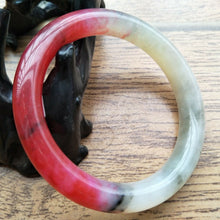 Load image into Gallery viewer, 10% OFF- 55/56/57mm Certified Natural Red Emerald Xiu Jade A HandCarved Lucky Round Bracelet Bangle A226