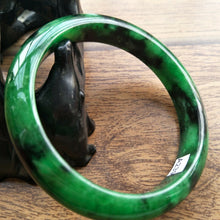 Load image into Gallery viewer, 10% OFF- 60/61/62mm Certified Natural Green Black Jadeite Emerald A*Jade HandCarved Lucky Bracelet Bangle A239