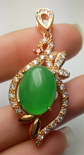 Load image into Gallery viewer, 10% OFF- Certified Natural Emerald A*Jade Handcrafted Oval Green Jade Pendant-Gold 925 Sterling Silver A7432