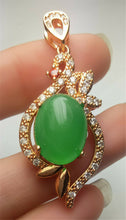 Load image into Gallery viewer, 10% OFF- Certified Natural Emerald A*Jade Handcrafted Oval Green Jade Pendant-Gold 925 Sterling Silver A7432