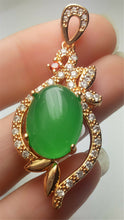 Load image into Gallery viewer, 10% OFF- Certified Natural Emerald A*Jade Handcrafted Oval Green Jade Pendant-Gold 925 Sterling Silver A7432