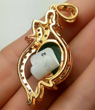 Load image into Gallery viewer, 10% OFF- Certified Natural Emerald A*Jade Handcrafted Oval Green Jade Pendant-Gold 925 Sterling Silver A7432