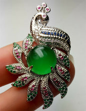 Load image into Gallery viewer, 10% OFF- Certified Natural Emerald A*Jade Handcrafted Lucky Green Jade Phoenix Pendant-925 Sterling Silver A7455