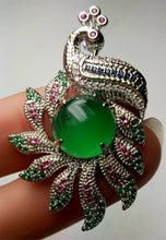 Load image into Gallery viewer, 10% OFF- Certified Natural Emerald A*Jade Handcrafted Lucky Green Jade Phoenix Pendant-925 Sterling Silver A7455