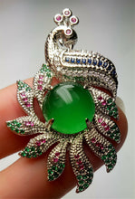 Load image into Gallery viewer, 10% OFF- Certified Natural Emerald A*Jade Handcrafted Lucky Green Jade Phoenix Pendant-925 Sterling Silver A7455