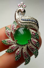 Load image into Gallery viewer, 10% OFF- Certified Natural Emerald A*Jade Handcrafted Lucky Green Jade Phoenix Pendant-925 Sterling Silver A7455