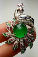 Load image into Gallery viewer, 10% OFF- Certified Natural Emerald A*Jade Handcrafted Lucky Green Jade Phoenix Pendant-925 Sterling Silver A7455