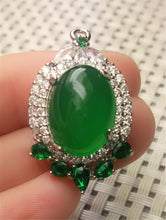 Load image into Gallery viewer, 10% OFF- Certified Natural Emerald A*Jade Handcrafted Lucky Green Jade Oval Pendant-925 Sterling Silver A2951