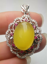 Load image into Gallery viewer, 10% OFF- Certified Natural Emerald A*Jade Handcrafted Lucky Yellow Jade Oval Pendant-925 Sterling Silver A7438
