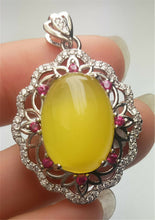 Load image into Gallery viewer, 10% OFF- Certified Natural Emerald A*Jade Handcrafted Lucky Yellow Jade Oval Pendant-925 Sterling Silver A7438
