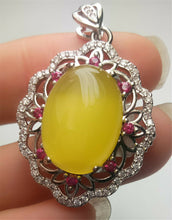 Load image into Gallery viewer, 10% OFF- Certified Natural Emerald A*Jade Handcrafted Lucky Yellow Jade Oval Pendant-925 Sterling Silver A7438