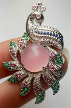 Load image into Gallery viewer, 10% OFF- Certified Natural Emerald A*Jade Handcrafted Lucky Pink Jade Phoenix Pendant-925 Sterling Silver A7445