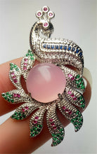 Load image into Gallery viewer, 10% OFF- Certified Natural Emerald A*Jade Handcrafted Lucky Pink Jade Phoenix Pendant-925 Sterling Silver A7445