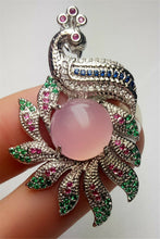 Load image into Gallery viewer, 10% OFF- Certified Natural Emerald A*Jade Handcrafted Lucky Pink Jade Phoenix Pendant-925 Sterling Silver A7445