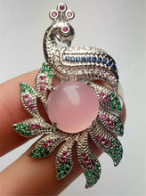 Load image into Gallery viewer, 10% OFF- Certified Natural Emerald A*Jade Handcrafted Lucky Pink Jade Phoenix Pendant-925 Sterling Silver A7445