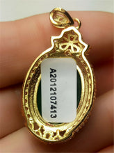Load image into Gallery viewer, 10% OFF- Certified Natural Emerald A*Jade Handcrafted Lucky Green Jade Oval Pendant-Gold 925 Sterling Silver A7413