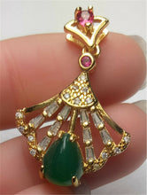 Load image into Gallery viewer, 10% OFF- Certified Natural Emerald A*Jade Handcrafted Lucky Green Jade Water Drop Pendant-Gold 925 Sterling Silver A7481