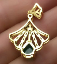 Load image into Gallery viewer, 10% OFF- Certified Natural Emerald A*Jade Handcrafted Lucky Green Jade Water Drop Pendant-Gold 925 Sterling Silver A7481