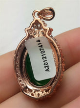 Load image into Gallery viewer, 10% OFF- Certified Natural Emerald A*Jade Handcrafted Lucky Green Jade Oval Pendant-Rose Gold 925 Sterling Silver A7414