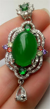 Load image into Gallery viewer, 10% OFF- Certified Natural Emerald A*Jade Handcrafted Lucky Green Jade Oval Pendant-925 Sterling Silver A7483