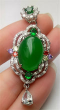 Load image into Gallery viewer, 10% OFF- Certified Natural Emerald A*Jade Handcrafted Lucky Green Jade Oval Pendant-925 Sterling Silver A7483