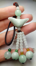 Load image into Gallery viewer, 10% OFF- Certified Natural Jadeite Emerald A*Jade HandCarved Lucky Safe Car Rearview Mirror Pendant Lucky Hanging Ornament Decor A1036