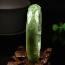 Load image into Gallery viewer, 10% OFF- 58/59/60mm Certified Natural Emerald Xiu Jade*A Handcarved Bangle VV5024