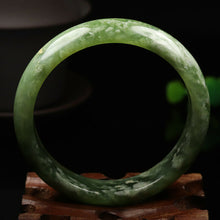 Load image into Gallery viewer, 10% OFF- 58/59/60mm Certified Natural Emerald Xiu Jade*A Handcarved Bangle VV5024