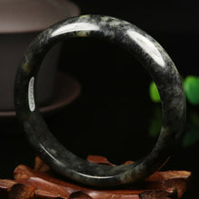 Load image into Gallery viewer, 10% OFF- 58/59/60mm Certified Natural Emerald Xiu Jade*A Handcarved Bangle VV5038