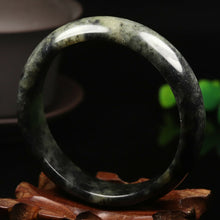 Load image into Gallery viewer, 10% OFF- 58/59/60mm Certified Natural Emerald Xiu Jade*A Handcarved Bangle VV5038