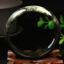 Load image into Gallery viewer, 10% OFF- 58/59/60mm Certified Natural Emerald Xiu Jade*A Handcarved Bangle VV4930