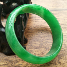Load image into Gallery viewer, 10% OFF- 56/57/58mm Certified Natural Jadeite Emerald A*Jade Handcarved Bangle A258