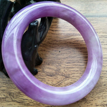 Load image into Gallery viewer, 10% OFF- 55/56/57mm Certified Natural Lavender Purple Jadeite Emerald A*Jade Handcarved Bangle S113