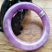 Load image into Gallery viewer, 10% OFF- 55/56/57mm Certified Natural Lavender Purple Jadeite Emerald A*Jade Handcarved Bangle S113