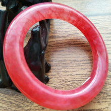 Load image into Gallery viewer, 10% OFF- 55/56/57mm Certified Natural red Jadeite Emerald A*Jade Handcarved Bangle S131